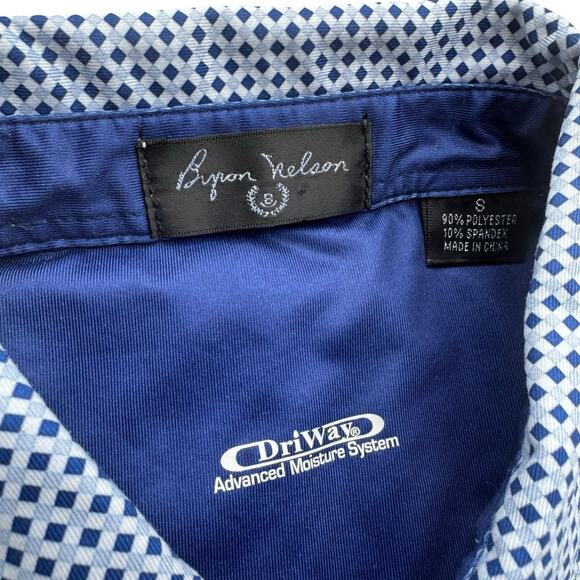 Byron Nelson Golf Polo S | DriWay Moisture-Wick | Blue Print Shirt - Picture 3 of 12